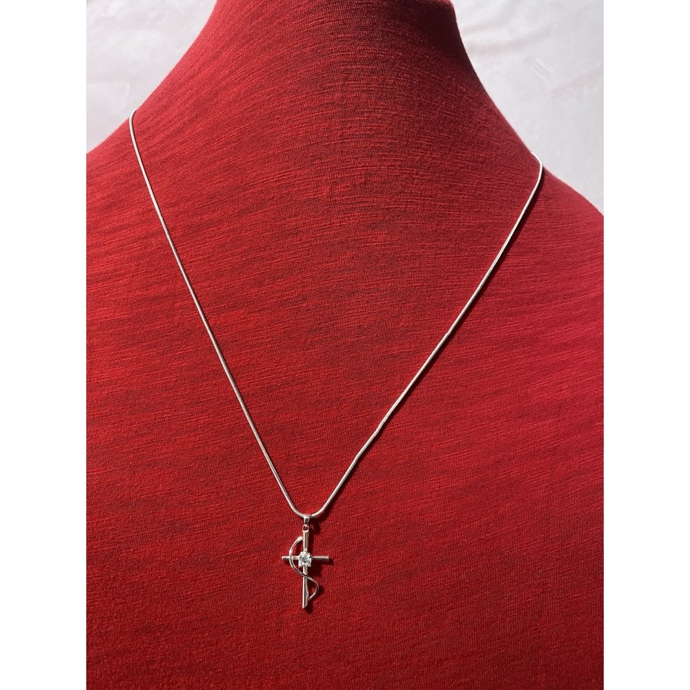 Cross Necklace 23"Snake Chain Sterling Silver 925 Christian Methodist Church New